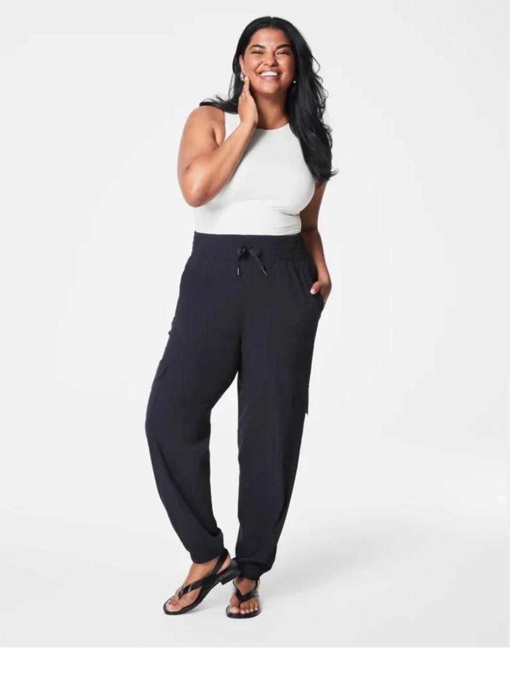 Spanx Out Of Office Casual Friday Cargo Jogger Pants Medium NWT Black